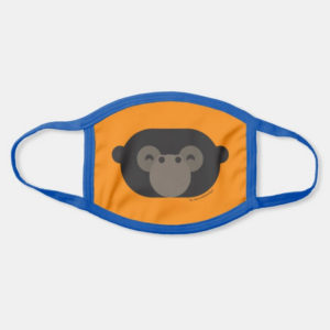 face mask gorilla cute animal friends orange - dark blue strap