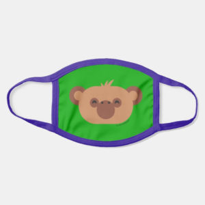 face mask monkey cute animal friends green - purple strap