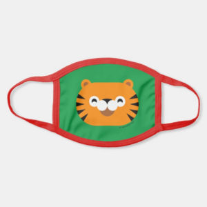 face mask tiger cute animal friends green - red strap